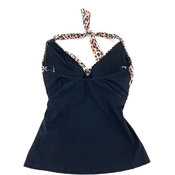 Profile by Gottex Wild Thing Leopard Black Halter Underwire Swim Tankini Top 6 - Picture 4 of 4